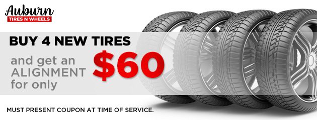 Buy 4 new tires and get alignment for only $60